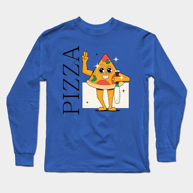 Hand Drawn Pizza Fun Long Sleeve T-Shirt by Mako Design 